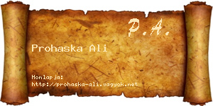Prohaska Ali névjegykártya